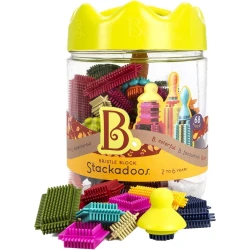 B. Toys, Bristle Block Stackadoos Interlocking Building Blocks 68 Pieces Soft Sensory Construction Toy Kids STEM Learning Motor Skills Creative Play Age 2+