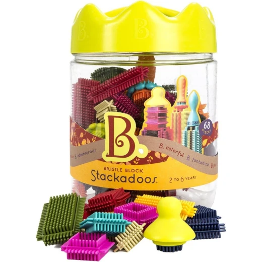 B. Toys, Bristle Block Stackadoos Interlocking Building Blocks 68 Pieces Soft Sensory Construction Toy Kids STEM Learning Motor Skills Creative Play Age 2+ B. Toys, Bristle Block Stackadoos Interlocking Building Blocks 68 Pieces Soft Sensory Construction Toy Kids STEM Learning Motor Skills Creative Play Age 2+