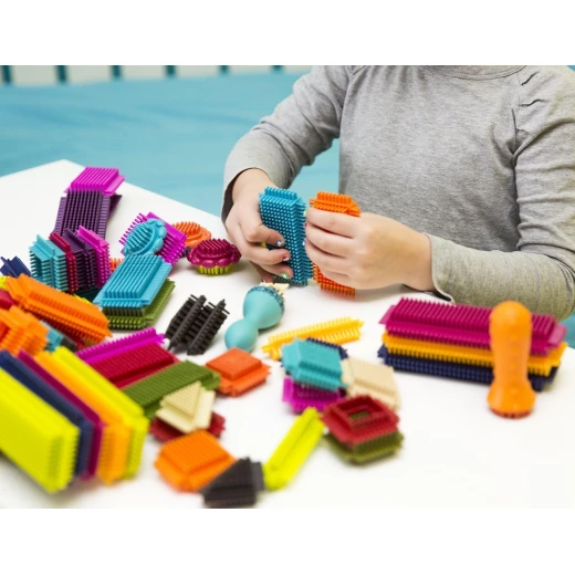 B. Toys, Bristle Block Stackadoos Interlocking Building Blocks 68 Pieces Soft Sensory Construction Toy Kids STEM Learning Motor Skills Creative Play Age 2+ - B. toys - Image 6