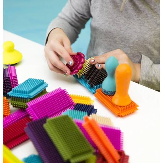 B. Toys, Bristle Block Stackadoos Interlocking Building Blocks 68 Pieces Soft Sensory Construction Toy Kids STEM Learning Motor Skills Creative Play Age 2+ - B. toys - Image 7