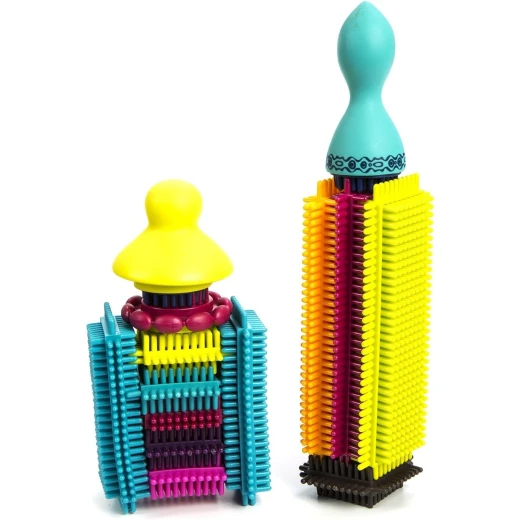 B. Toys, Bristle Block Stackadoos Interlocking Building Blocks 68 Pieces Soft Sensory Construction Toy Kids STEM Learning Motor Skills Creative Play Age 2+ - B. toys - Image 8
