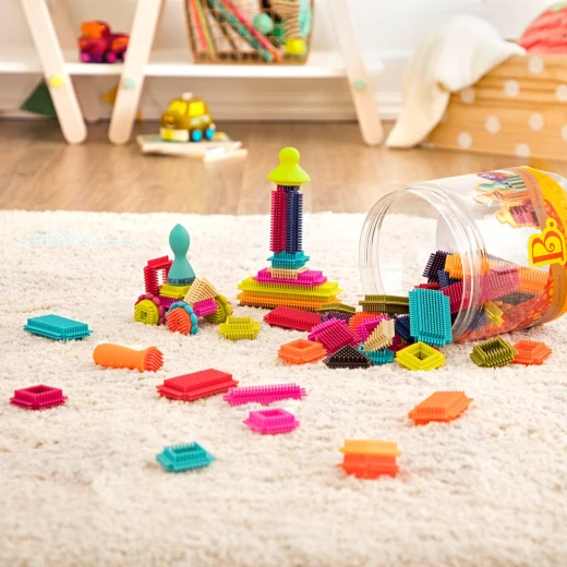 B. Toys, Bristle Block Stackadoos Interlocking Building Blocks 68 Pieces Soft Sensory Construction Toy Kids STEM Learning Motor Skills Creative Play Age 2+ - B. toys - Image 9