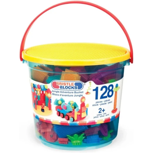 Battat, Bristle Blocks 128-Piece Building Playset with Soft Interlocking Bristles Easy Assembly Animal Figurines Trees Flowers Storage Bucket Educational Construction Toy for Kids Ages 2 and Up Battat, Bristle Blocks 128-Piece Building Playset with Soft Interlocking Bristles Easy Assembly Animal Figurines Trees Flowers Storage Bucket Educational Construction Toy for Kids Ages 2 and Up