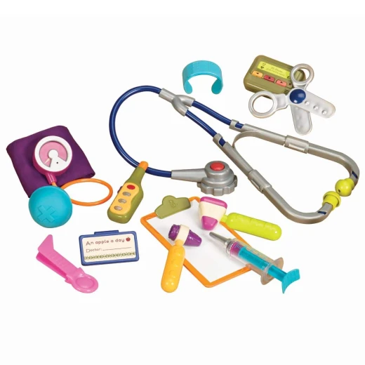 B. Toys, Wee MD Toy Doctor Kit Pretend Play Medical Set With Stethoscope Thermometer Blood Pressure Cuff And Carrying Case Educational Roleplay Toy For Toddlers 18 Months Plus - B. toys - Image 3