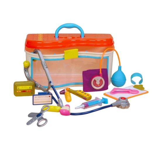 B. Toys, Wee MD Toy Doctor Kit Pretend Play Medical Set With Stethoscope Thermometer Blood Pressure Cuff And Carrying Case Educational Roleplay Toy For Toddlers 18 Months Plus - B. toys - Image 4