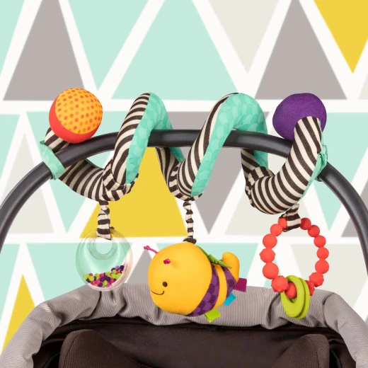 B. Toys, Wiggle Wrap Sensory Wrap Around Toy For Newborns With Hanging Bee Rattles Teething Ring Adjustable Stroller Crib And Car Seat Activity Toy Infant Sensory Play - B. toys - Image 2