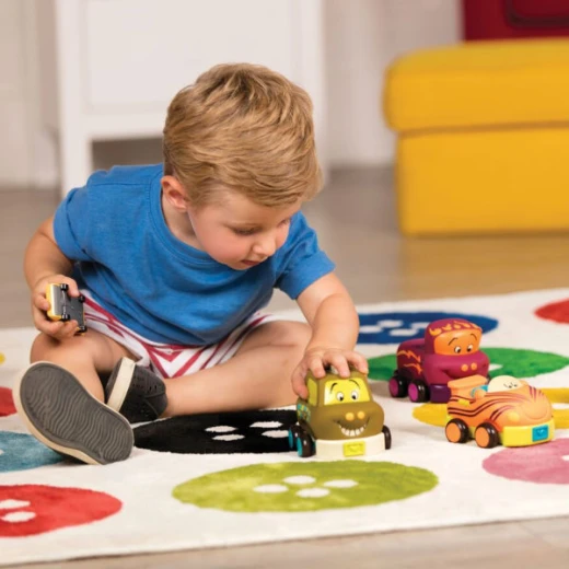 B. Toys, Wheeee ls Pull Back Toy Cars Set Of 4 Soft Motorized Vehicles With Sounds Sensory Textures Rounded Edges No Batteries Needed Toddler Toy For Kids 1 Year Plus Active Motor Skills Play - B. toys - Image 2