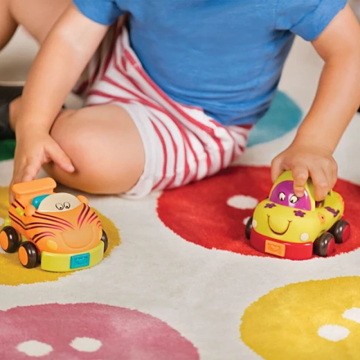 B. Toys, Wheeee ls Pull Back Toy Cars Set Of 4 Soft Motorized Vehicles With Sounds Sensory Textures Rounded Edges No Batteries Needed Toddler Toy For Kids 1 Year Plus Active Motor Skills Play - B. toys - Image 3