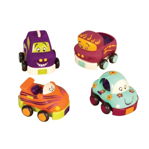 B. Toys, Wheeee ls Pull Back Toy Cars Set Of 4 Soft Motorized Vehicles With Sounds Sensory Textures Rounded Edges No Batteries Needed Toddler Toy For Kids 1 Year Plus Active Motor Skills Play - B. toys - Image 8