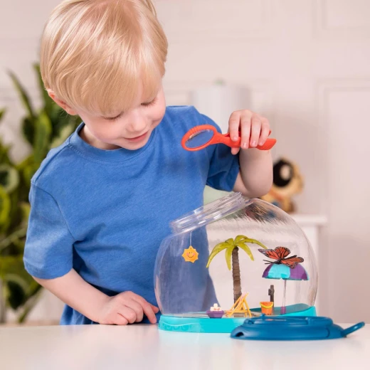 B. Toys, Tiki Retreat Bug House With Magnifier Kids Insect Catcher Toy Tweezers Transparent Dome Nature Exploration Outdoor Play Age 4+ - B. toys - Image 2