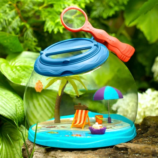 B. Toys, Tiki Retreat Bug House With Magnifier Kids Insect Catcher Toy Tweezers Transparent Dome Nature Exploration Outdoor Play Age 4+ - B. toys - Image 4