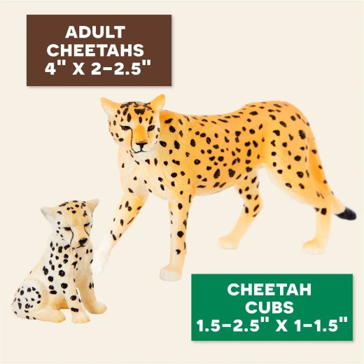 TERRA, Cheetah Family Toy Set Realistic Cheetah Figures 2 Adult Cheetahs and 2 Cubs Fast African Savanna Wildlife Playset Educational Durable Plastic Animals for Kids Age 3 and Up - Terra - Image 2