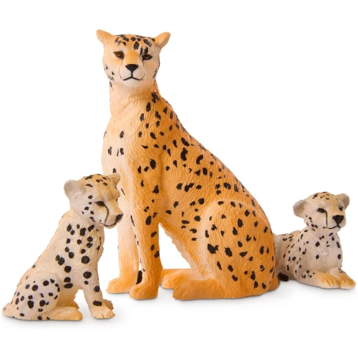 TERRA, Cheetah Family Toy Set Realistic Cheetah Figures 2 Adult Cheetahs and 2 Cubs Fast African Savanna Wildlife Playset Educational Durable Plastic Animals for Kids Age 3 and Up - Terra - Image 5