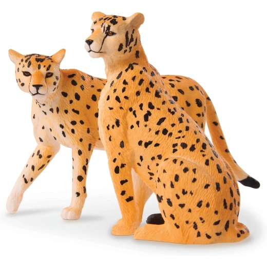 TERRA, Cheetah Family Toy Set Realistic Cheetah Figures 2 Adult Cheetahs and 2 Cubs Fast African Savanna Wildlife Playset Educational Durable Plastic Animals for Kids Age 3 and Up - Terra - Image 6