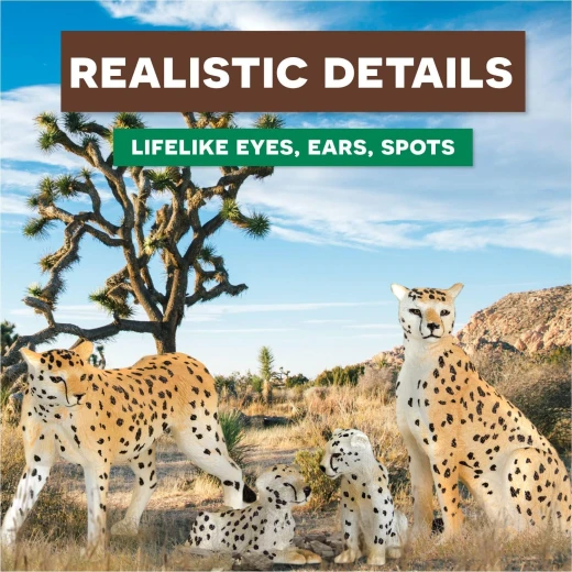 TERRA, Cheetah Family Toy Set Realistic Cheetah Figures 2 Adult Cheetahs and 2 Cubs Fast African Savanna Wildlife Playset Educational Durable Plastic Animals for Kids Age 3 and Up - Terra - Image 8