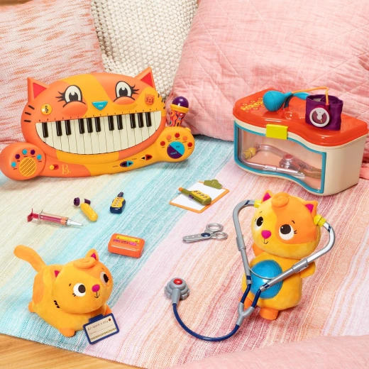 B. Toys, Musical Plush Cat Twinkle Tummies for Babies 6 Months and Up with 6 Soothing Lullabies Light-Up Belly Night Light Bedtime Comfort Toy - B. toys - Image 4