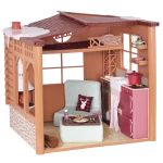 Our Generation, Cozy Cabin Dollhouse Playset for Kids Ages 3+ 18" Doll Accessories 26 Piece Holiday Furniture Lights Sound Fireplace - Our Generation