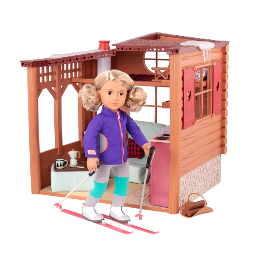 Our Generation, Cozy Cabin Dollhouse Playset for Kids Ages 3+ 18" Doll Accessories 26 Piece Holiday Furniture Lights Sound Fireplace - Our Generation - Image 3