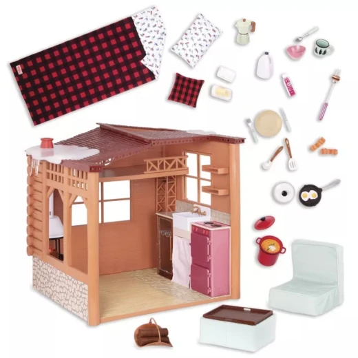 Our Generation, Cozy Cabin Dollhouse Playset for Kids Ages 3+ 18" Doll Accessories 26 Piece Holiday Furniture Lights Sound Fireplace - Our Generation - Image 6