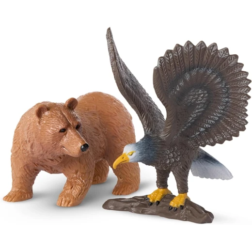 TERRA, Forest Animals Toy Set Wolf Bear Eagle Realistic Wildlife Animal Figures for Kids Educational Durable Plastic Miniature Forest Playset Age 3 and Up - Terra - Image 4