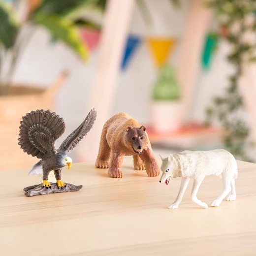 TERRA, Forest Animals Toy Set Wolf Bear Eagle Realistic Wildlife Animal Figures for Kids Educational Durable Plastic Miniature Forest Playset Age 3 and Up - Terra - Image 6