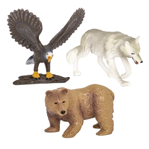 TERRA, Forest Animals Toy Set Wolf Bear Eagle Realistic Wildlife Animal Figures for Kids Educational Durable Plastic Miniature Forest Playset Age 3 and Up - Terra - Image 8