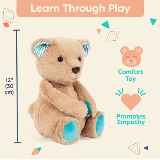 B. Toys, Happyhues Cara Mellow Bear Plush Soft Teddy Bear 12 Inch Baby Toy Cuddly Stuffed Animal Machine Washable Safe Newborn Gift Comfort Toy - B. toys - Image 2