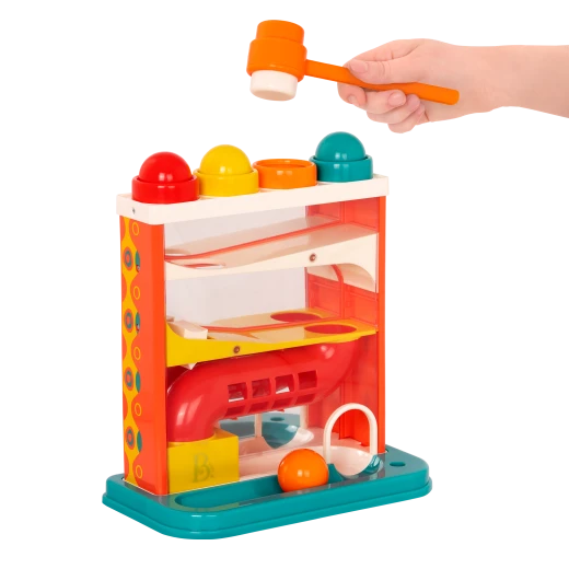 B. Toys, Whacky Ball Red Pound A Ball Toy With Rolling Balls Hammer Spinning Wheel And Interactive Cause And Effect Activity For Toddlers 1 Year Plus - B. toys - Image 2