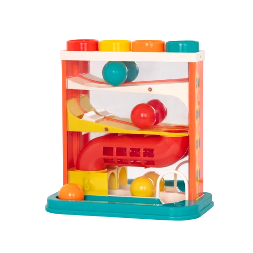 B. Toys, Whacky Ball Red Pound A Ball Toy With Rolling Balls Hammer Spinning Wheel And Interactive Cause And Effect Activity For Toddlers 1 Year Plus - B. toys - Image 3