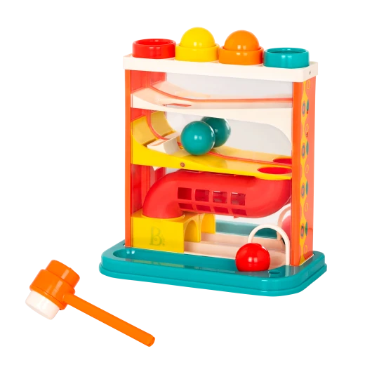 B. Toys, Whacky Ball Red Pound A Ball Toy With Rolling Balls Hammer Spinning Wheel And Interactive Cause And Effect Activity For Toddlers 1 Year Plus - B. toys - Image 5