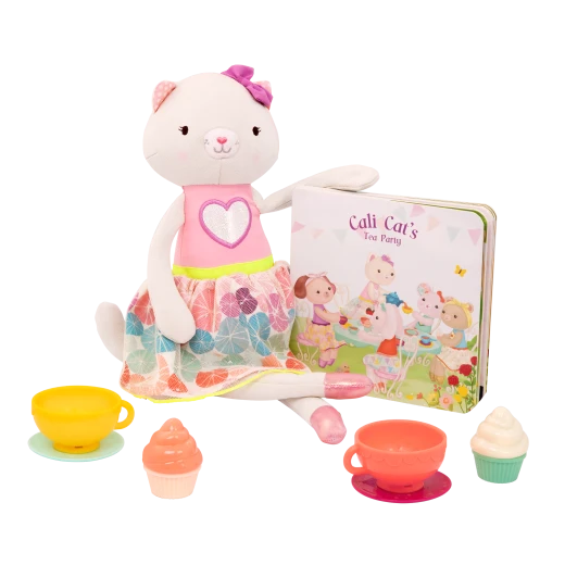 B. Toys, Tippy Toes Cali Cat Tea Party Playset With Plush Cat Doll Board Book Tea Cups Cupcakes And Pretend Play Accessories For Kids 2 Years Plus B. Toys, Tippy Toes Cali Cat Tea Party Playset With Plush Cat Doll Board Book Tea Cups Cupcakes And Pretend Play Accessories For Kids 2 Years Plus