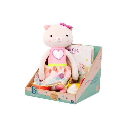 B. Toys, Tippy Toes Cali Cat Tea Party Playset With Plush Cat Doll Board Book Tea Cups Cupcakes And Pretend Play Accessories For Kids 2 Years Plus - B. toys - Image 7