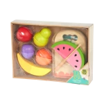 B. Toys, Wooden Toy Fruits Chop ‘n’ Play Set for Kids 2 Years and Up with 6 Sliceable Fruits Safe Wooden Knife Cutting Board Crunch Sound Pretend Play Educational Kitchen - B. toys