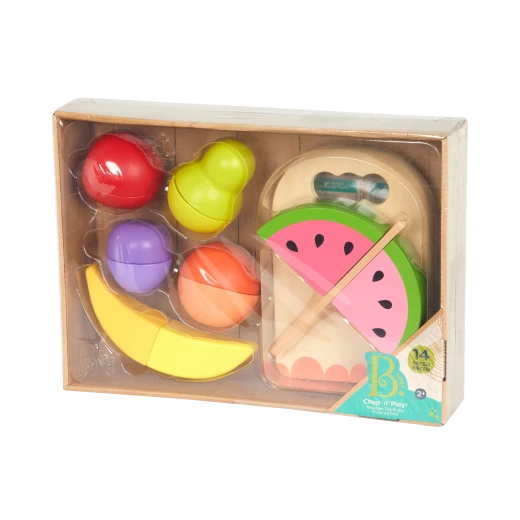 B. Toys, Wooden Toy Fruits Chop ‘n’ Play Set for Kids 2 Years and Up with 6 Sliceable Fruits Safe Wooden Knife Cutting Board Crunch Sound Pretend Play Educational Kitchen B. Toys, Wooden Toy Fruits Chop ‘n’ Play Set for Kids 2 Years and Up with 6 Sliceable Fruits Safe Wooden Knife Cutting Board Crunch Sound Pretend Play Educational Kitchen
