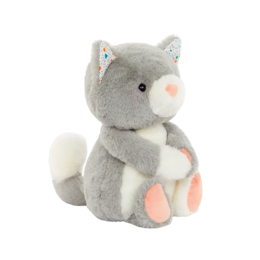 دمية قطة محشوة ناعمة بلون رمادي وأبيض مع أذنين مزخرفة وأقدام وردية فاتحة حجم 12 إنش قابلة للغسل آمنة للرضع لعبة مريحة للعناق مناسبة من الولادة لجميع الأعمار قطعة واحدة من بي تويز - بي. تويز - Image 7