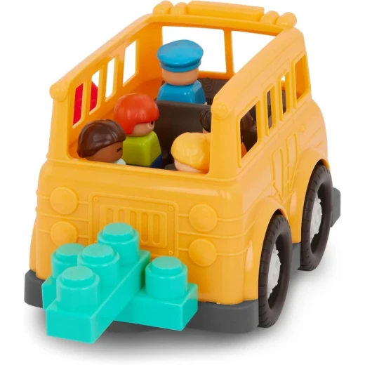 Battat, Locbloc School Bus 8-Piece Construction Playset for Toddlers Ages 12 Months and Up with Build-On Surfaces 5 Figurines 2 Colorful Blocks Compatible with Major Brands Educational Vehicle Toy Creative Role-Play and Imaginative Building - Battat - Image 4