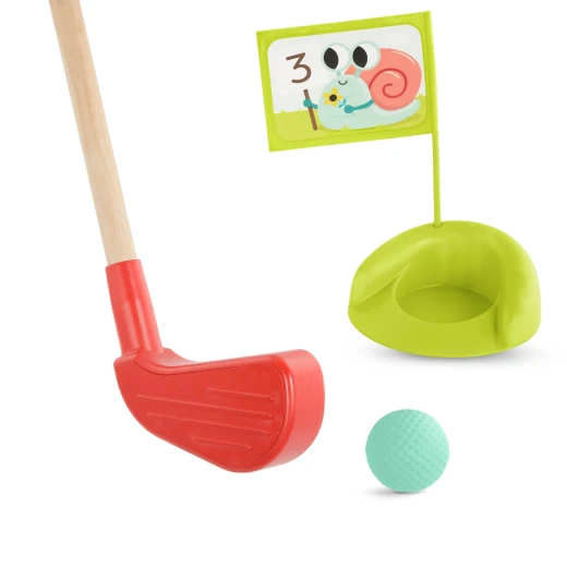 B. Toys, Hole In Fun Kids Golf Set With 15 Pieces Wooden Clubs Balls Putting Cups Numbered Flags And Storage Bag Outdoor Indoor Sports Toy For Kids 3 Years Plus - B. toys - Image 5