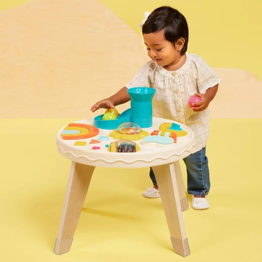B.Toys Baby Activity Table with Lights and Sounds, Interactive Learning Play Table with 7 Educational Activities, Piano Keys, Beads, Ball Slide and Butterfly Book for Sensory and Motor Skills Development, Baby Toy 6 Months+ - B. toys - Image 2