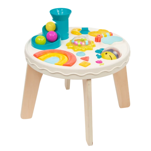 B.Toys Baby Activity Table with Lights and Sounds, Interactive Learning Play Table with 7 Educational Activities, Piano Keys, Beads, Ball Slide and Butterfly Book for Sensory and Motor Skills Development, Baby Toy 6 Months+