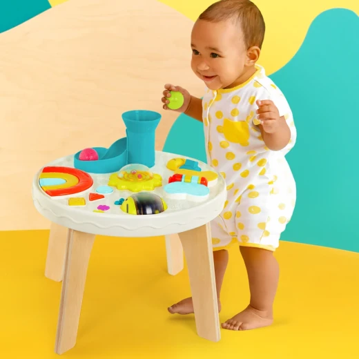 B.Toys Baby Activity Table with Lights and Sounds, Interactive Learning Play Table with 7 Educational Activities, Piano Keys, Beads, Ball Slide and Butterfly Book for Sensory and Motor Skills Development, Baby Toy 6 Months+ - B. toys - Image 3