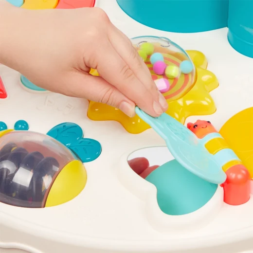 B.Toys Baby Activity Table with Lights and Sounds, Interactive Learning Play Table with 7 Educational Activities, Piano Keys, Beads, Ball Slide and Butterfly Book for Sensory and Motor Skills Development, Baby Toy 6 Months+ - B. toys - Image 4