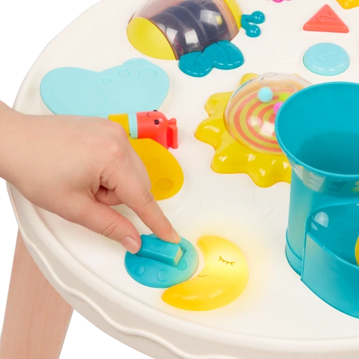 B.Toys Baby Activity Table with Lights and Sounds, Interactive Learning Play Table with 7 Educational Activities, Piano Keys, Beads, Ball Slide and Butterfly Book for Sensory and Motor Skills Development, Baby Toy 6 Months+ - B. toys - Image 5
