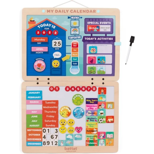 Battat I Can Plan Magnetic Calendar Playset for Kids Ages 3+, 82 Colorful Magnets for Days, Months, Weather & Seasons, Space-Themed Educational Toy for Organization and Learning Skills - Battat - Image 2
