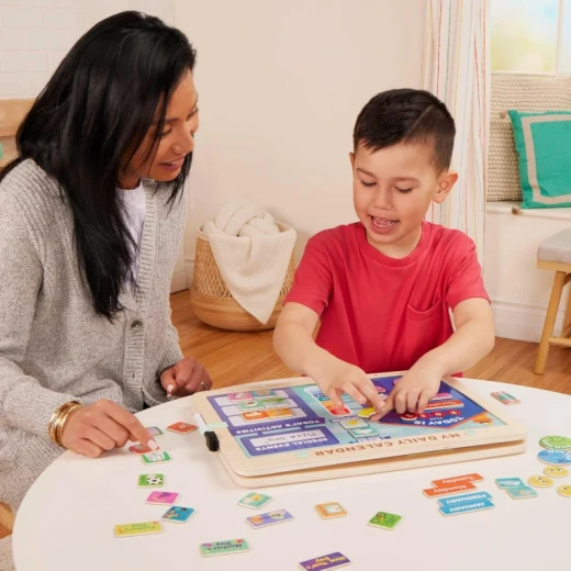 Battat I Can Plan Magnetic Calendar Playset for Kids Ages 3+, 82 Colorful Magnets for Days, Months, Weather & Seasons, Space-Themed Educational Toy for Organization and Learning Skills - Battat - Image 3