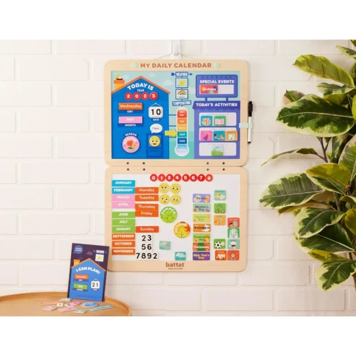 Battat I Can Plan Magnetic Calendar Playset for Kids Ages 3+, 82 Colorful Magnets for Days, Months, Weather & Seasons, Space-Themed Educational Toy for Organization and Learning Skills - Battat - Image 5
