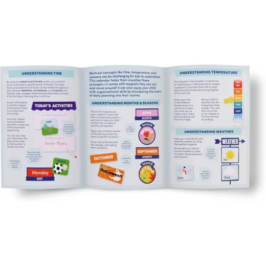 Battat I Can Plan Magnetic Calendar Playset for Kids Ages 3+, 82 Colorful Magnets for Days, Months, Weather & Seasons, Space-Themed Educational Toy for Organization and Learning Skills - Battat - Image 7