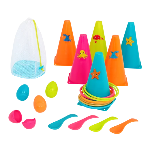 B. Toys, Ring Toss and Egg and Spoon Game Outdoor Games Galore Kids Party Yard Games Set Cones Rings Spoons Eggs Mesh Bag Active Play Toy For Kids 3 Years Plus Motor Skills Coordination Fun B. Toys, Ring Toss and Egg and Spoon Game Outdoor Games Galore Kids Party Yard Games Set Cones Rings Spoons Eggs Mesh Bag Active Play Toy For Kids 3 Years Plus Motor Skills Coordination Fun
