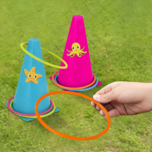 B. Toys, Ring Toss and Egg and Spoon Game Outdoor Games Galore Kids Party Yard Games Set Cones Rings Spoons Eggs Mesh Bag Active Play Toy For Kids 3 Years Plus Motor Skills Coordination Fun - B. toys - Image 4