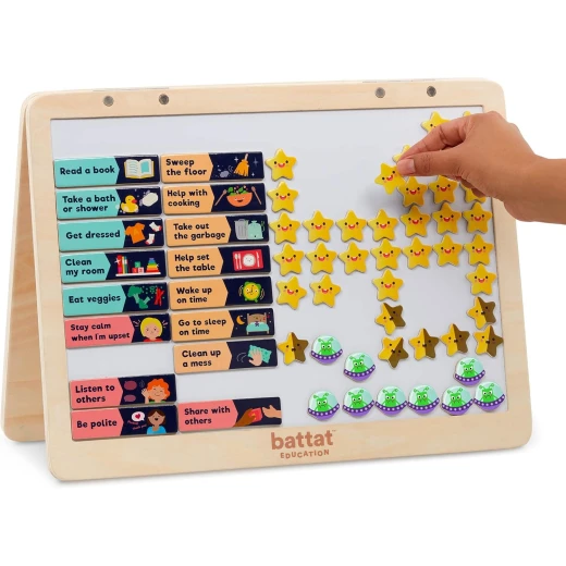 Battat I Am Responsible Magnetic Responsibility Chart Playset for Kids 3+, 92 Colorful Magnets for Personal, Communal & Social Goals, Space-Themed Educational Tool for Organization & Motivation - Battat - Image 6