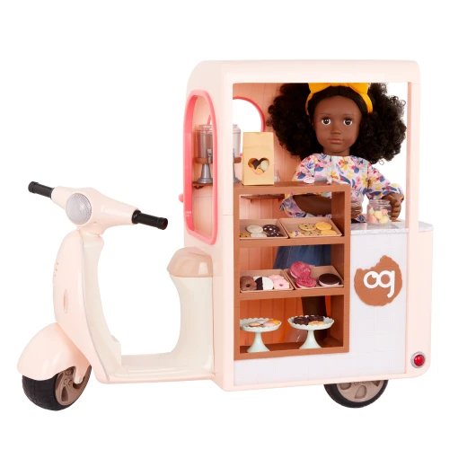 Our Generation, Chip Chip Hooray Cookie Cart Scooter Vehicle & 53-pc Play Food Accessories for Kids Ages 3+ 18" Doll Dessert Playset - Our Generation - Image 2